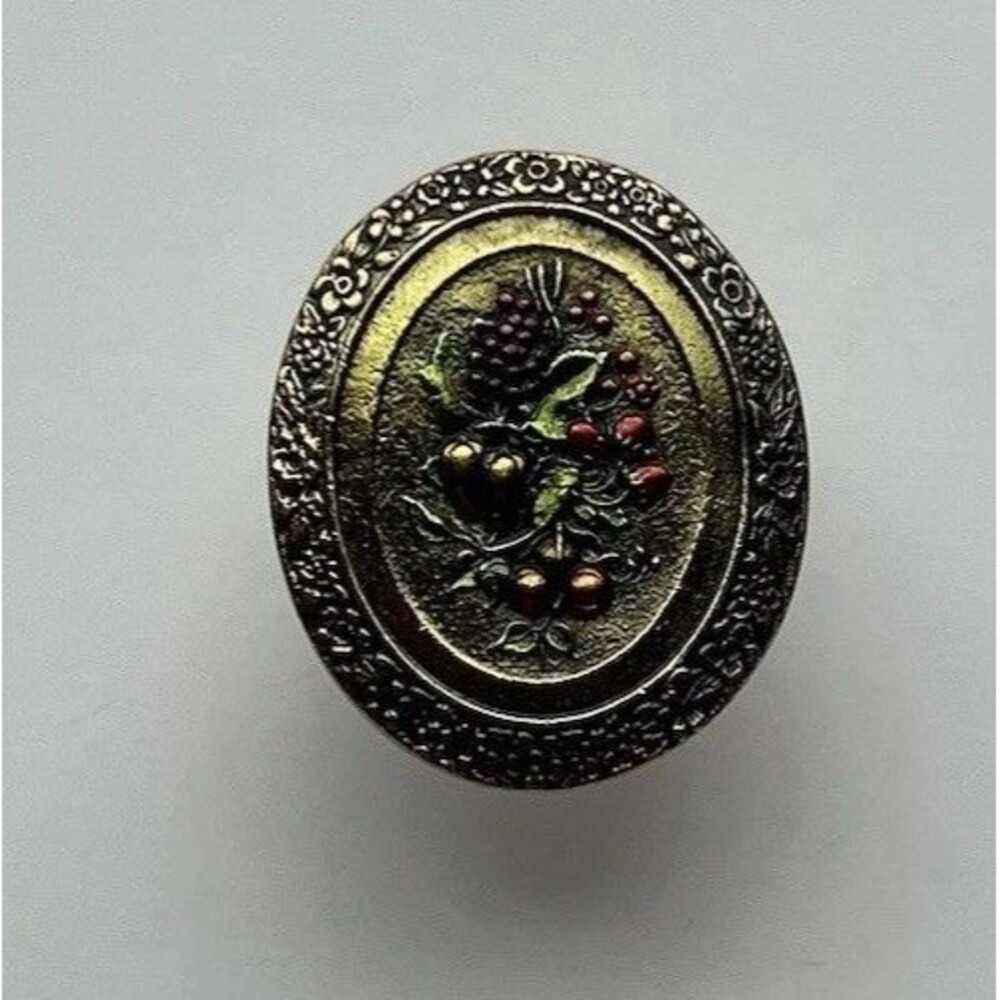 Fruit Bouquet Knob Hand Tinted Antique Brass High End Ornate Multiple Quantity